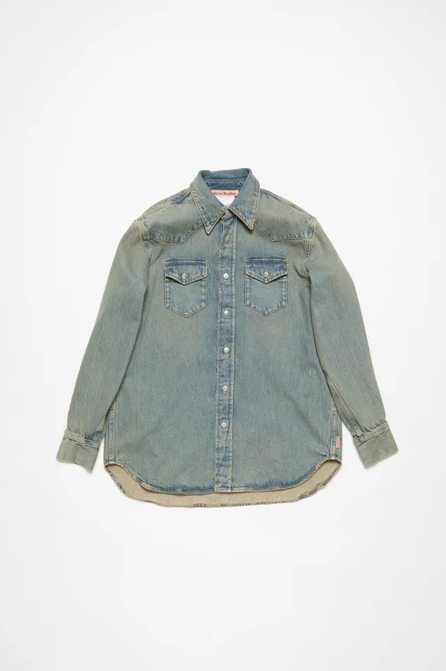 Acne Studios Denim Shirt 8211 Relaxed Fit Bluebeige Women Shirts and Blouses