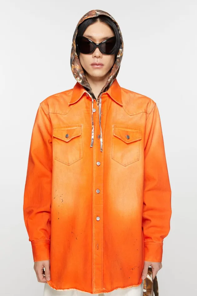 Acne Studios Denim Shirt 8211 Relaxed Fit Neon Orange Women Shirts and Blouses Acne Studios Denim Shirt 8211 Relaxed Fit Neon Orange Women Shirts and Blouses