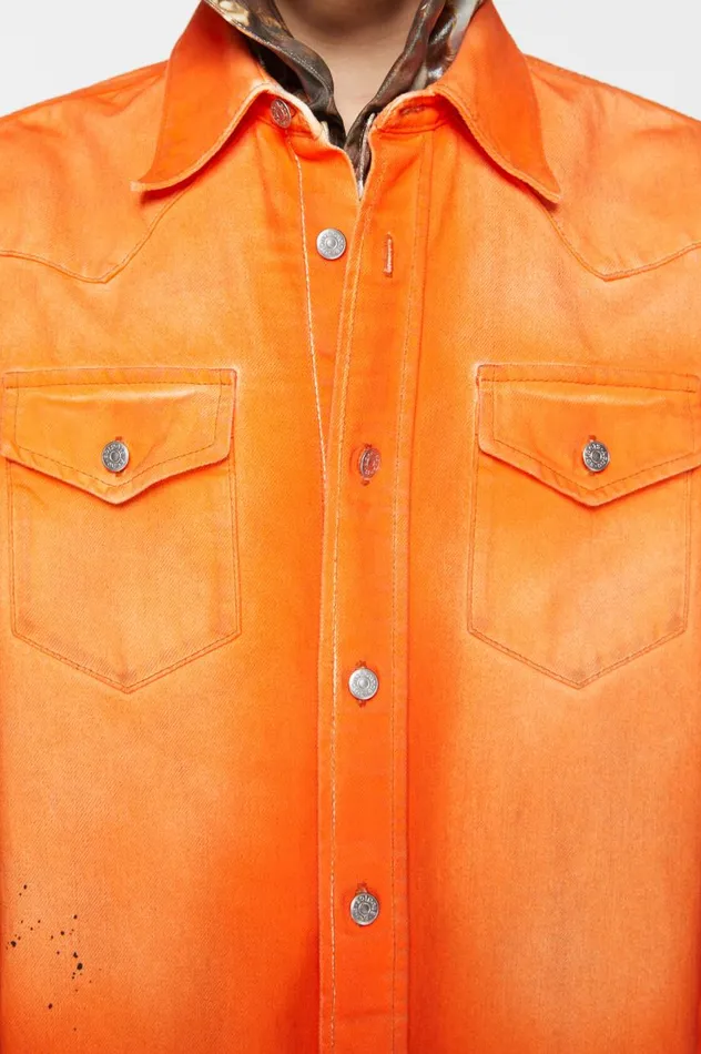 Acne Studios Denim Shirt 8211 Relaxed Fit Neon Orange Women Shirts and Blouses