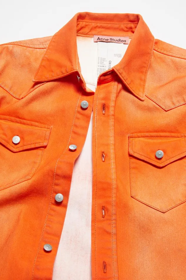 Acne Studios Denim Shirt 8211 Relaxed Fit Neon Orange Women Shirts and Blouses