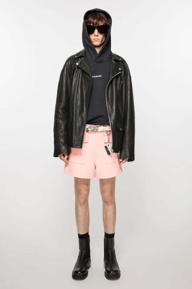 Acne Studios Distressed Leather Jacket Black Men Outerwear