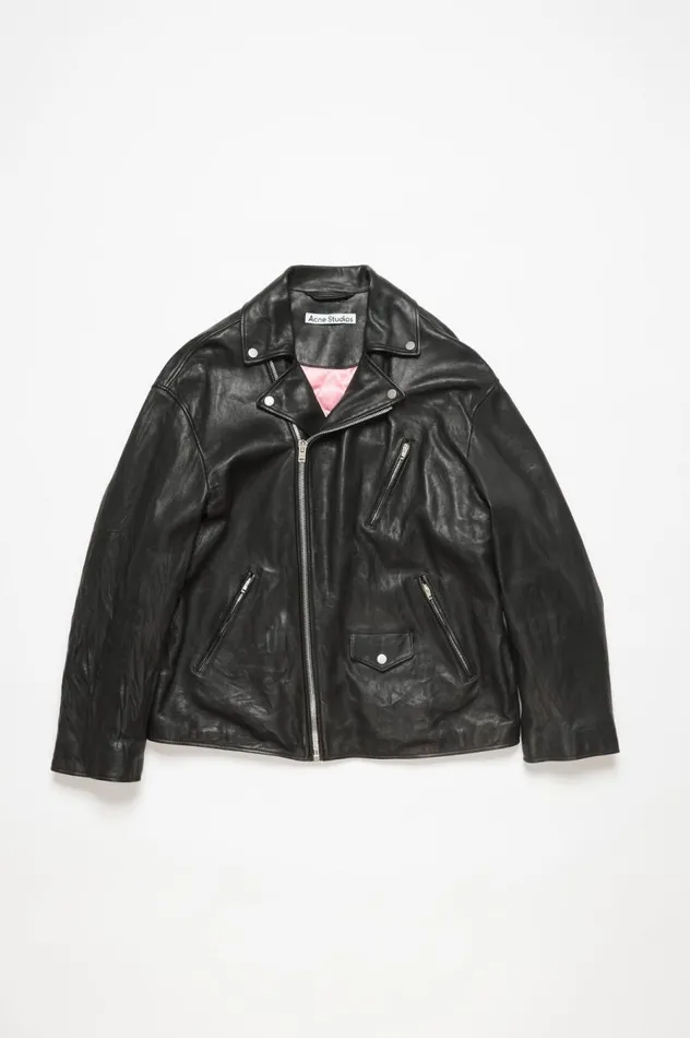 Acne Studios Distressed Leather Jacket Black Men Outerwear
