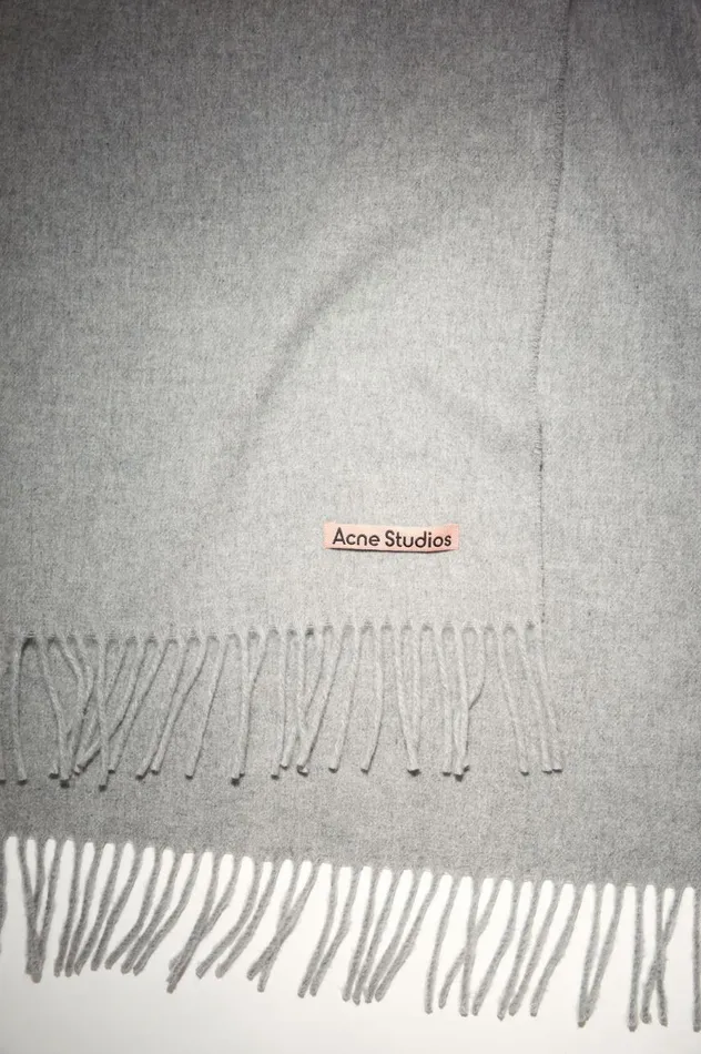 Acne Studios Fringe Wool Scarf 8211 Narrow Light Grey Melange Women Scarves