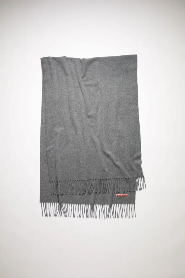 Acne Studios Fringe Wool Scarf 8211 Oversized Grey Melange Women Scarves