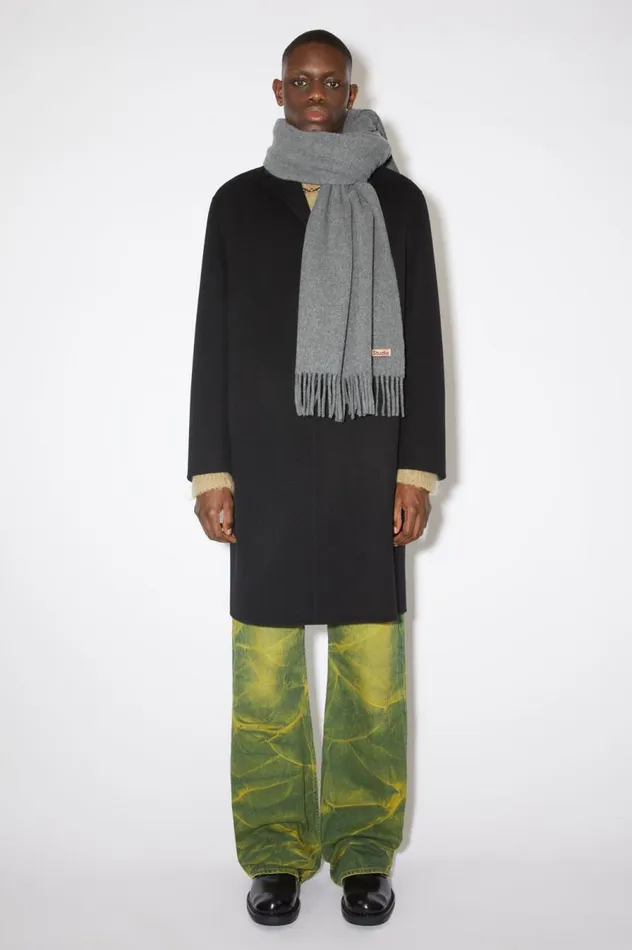 Acne Studios Fringe Wool Scarf 8211 Oversized Grey Melange Women Scarves