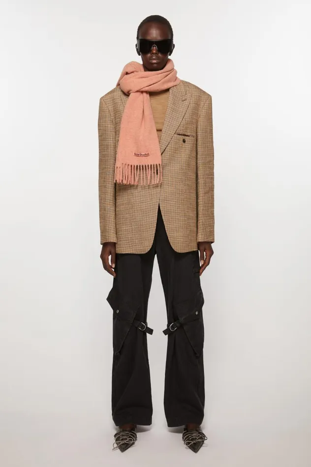 Acne Studios Fringe Wool Scarf Narrow Rose Melange Women Scarves