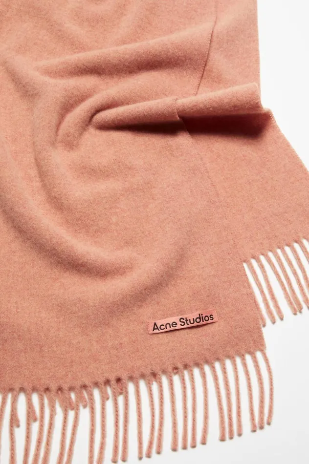 Acne Studios Fringe Wool Scarf Narrow Rose Melange Women Scarves