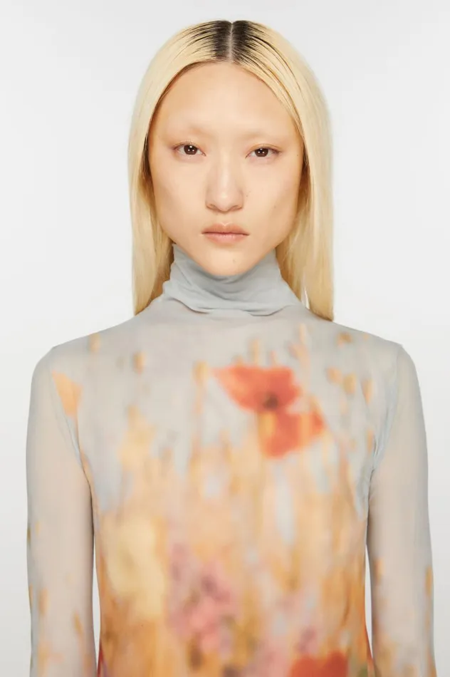 Acne Studios High Neck Seamless Top Greymulti Women Tshirts