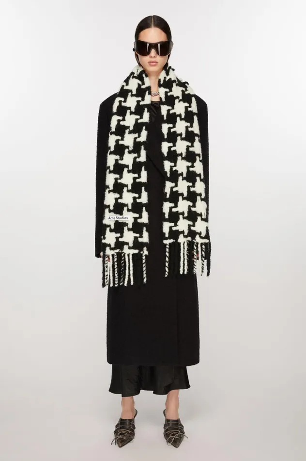 Acne Studios Houndstooth Scarf Whiteblack Men Scarves
