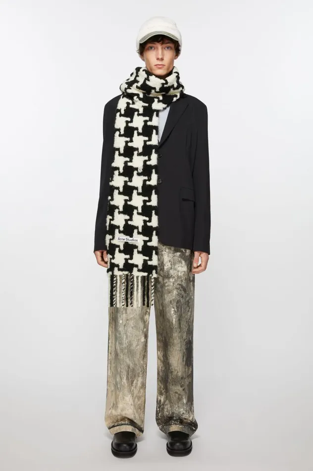 Acne Studios Houndstooth Scarf Whiteblack Men Scarves