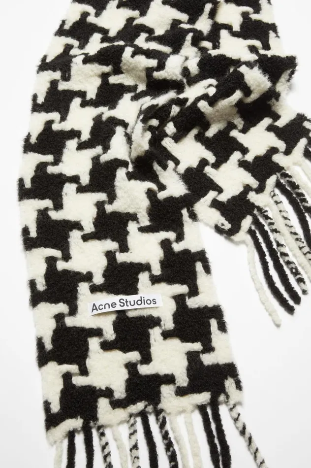 Acne Studios Houndstooth Scarf Whiteblack Men Scarves