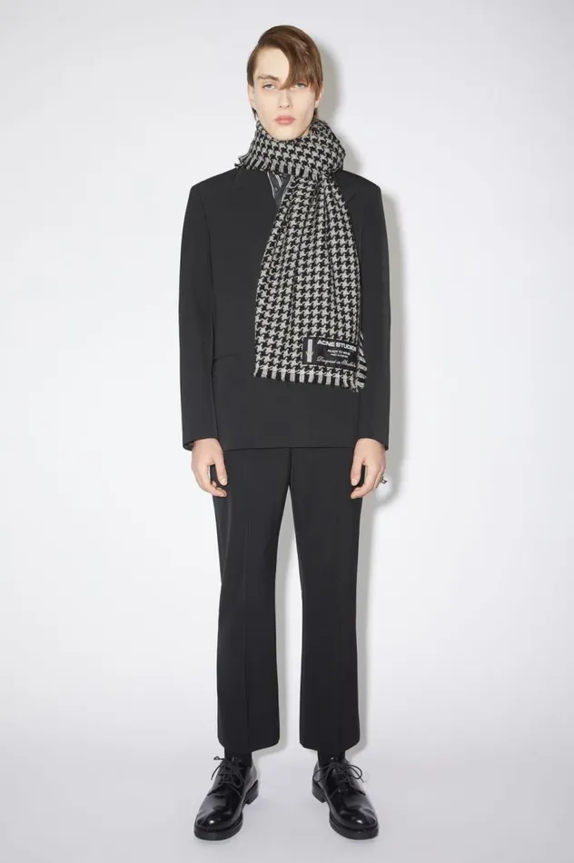 Acne Studios Houndstooth Wool Scarf Whiteblack Men Scarves