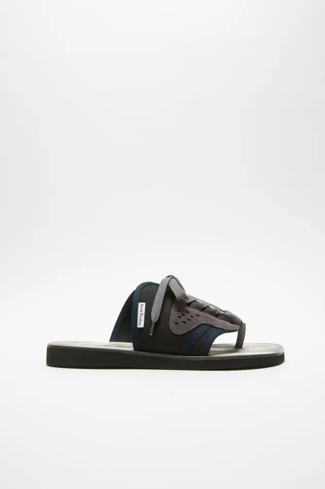 Acne Studios Laceup Leather Sandals Black Men Shoes
