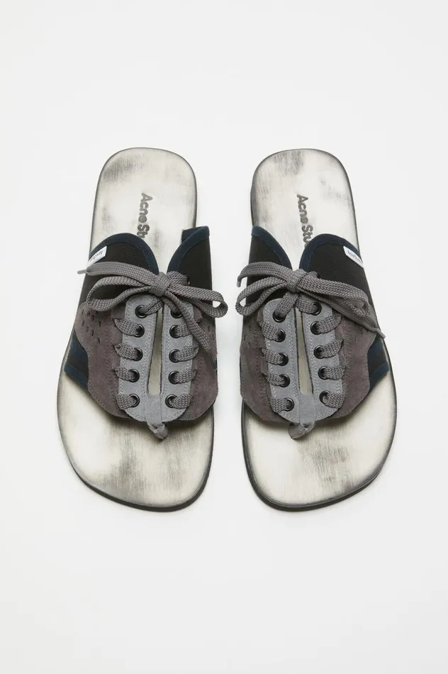 Acne Studios Laceup Leather Sandals Black Men Shoes
