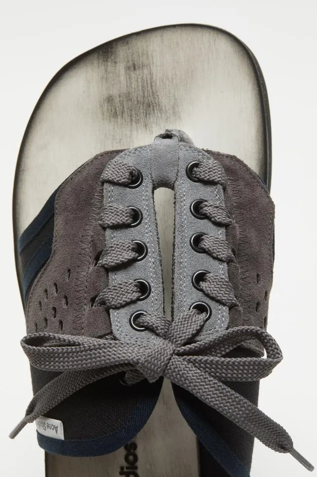 Acne Studios Laceup Leather Sandals Black Men Shoes