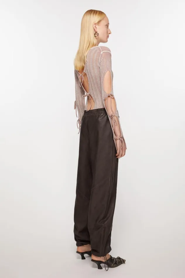 Acne Studios Leather Casual Trousers Brown Women Trousers