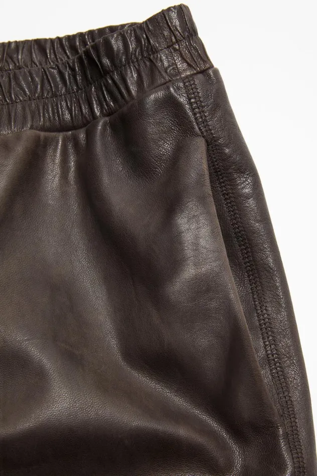 Acne Studios Leather Casual Trousers Brown Women Trousers