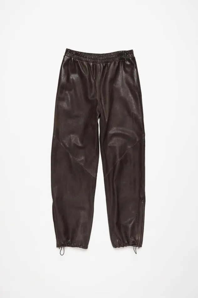 Acne Studios Leather Casual Trousers Brown Women Trousers