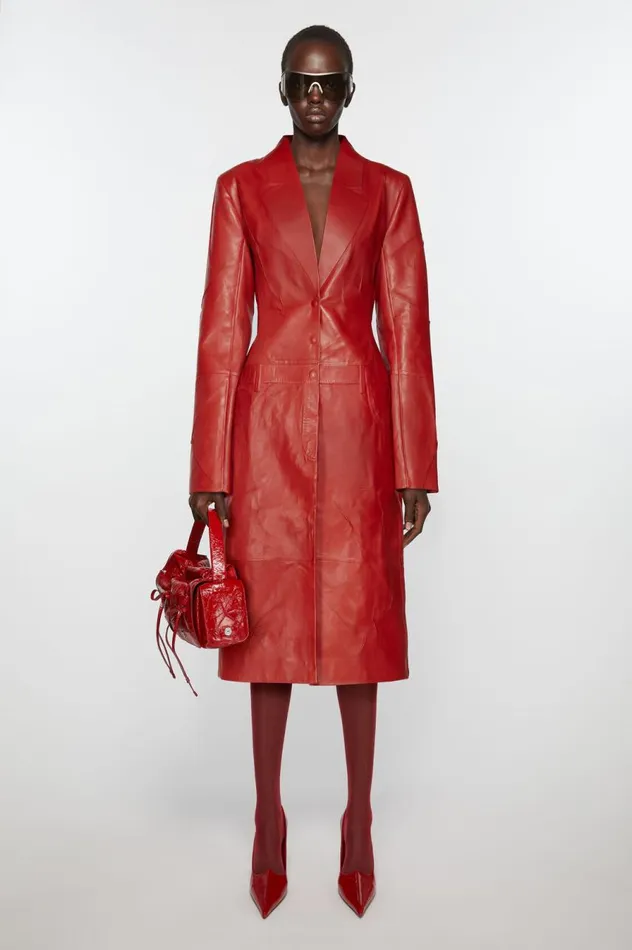 Acne Studios Leather Coat Red Women Outerwear
