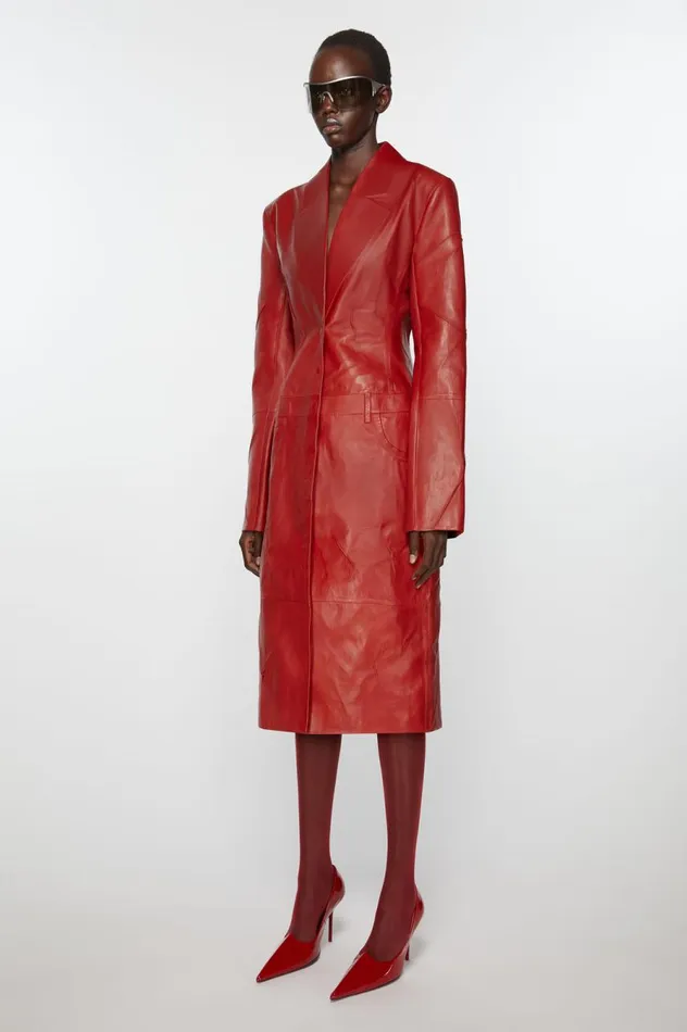 Acne Studios Leather Coat Red Women Outerwear