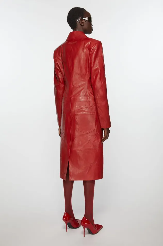 Acne Studios Leather Coat Red Women Outerwear
