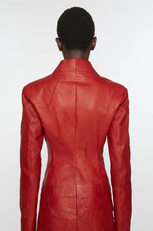 Acne Studios Leather Coat Red Women Outerwear