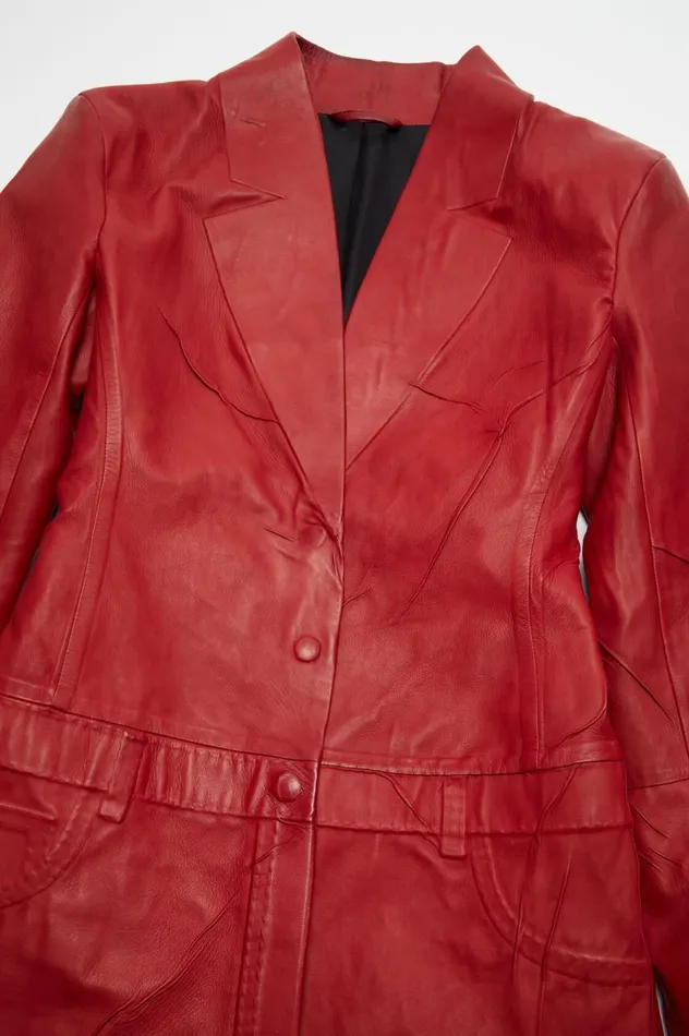 Acne Studios Leather Coat Red Women Outerwear