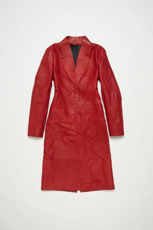 Acne Studios Leather Coat Red Women Outerwear