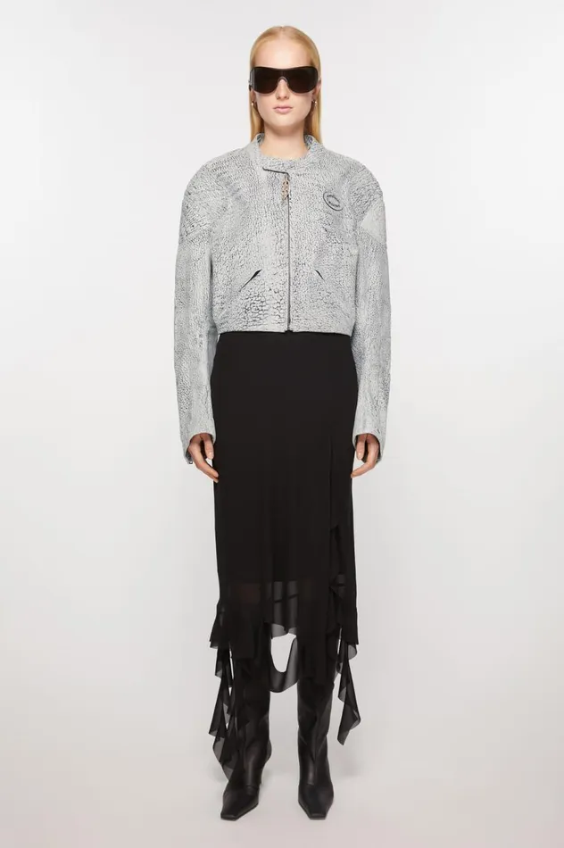 Acne Studios Leather Jacket Greyblack Women Outerwear