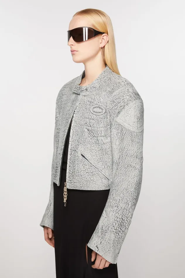 Acne Studios Leather Jacket Greyblack Women Outerwear