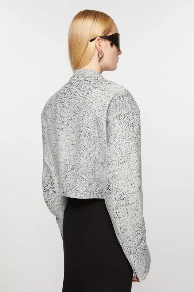 Acne Studios Leather Jacket Greyblack Women Outerwear
