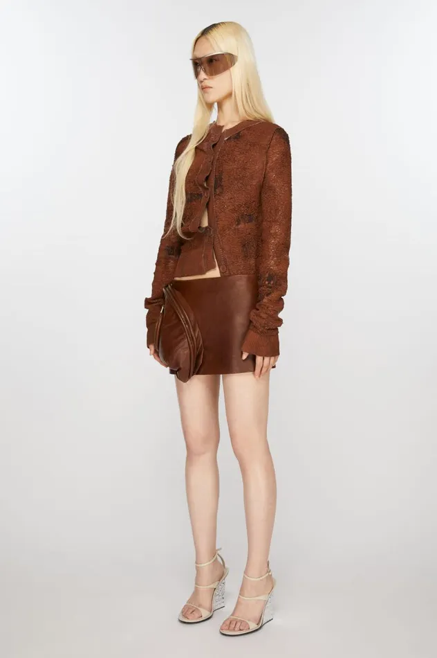 Acne Studios Leather Skirt Cognac Brown Women Skirts
