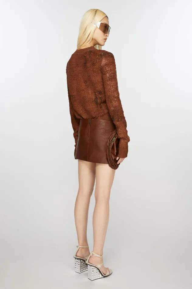 Acne Studios Leather Skirt Cognac Brown Women Skirts