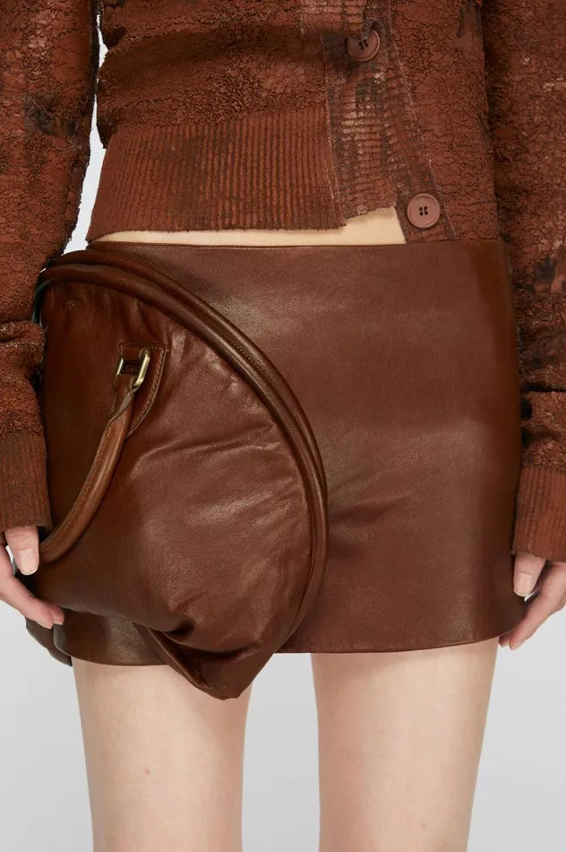Acne Studios Leather Skirt Cognac Brown Women Skirts