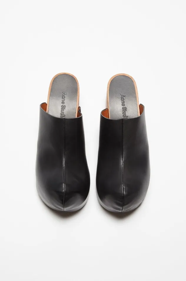 Acne Studios Leather Wood Clogs Black Women Shoes