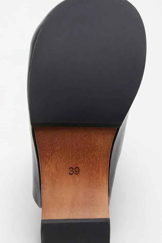 Acne Studios Leather Wood Clogs Black Women Shoes