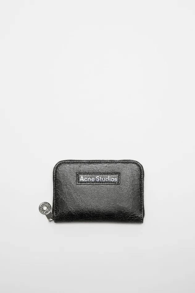 Acne Studios Leather Zip Wallet Black Women Small Leather Goods