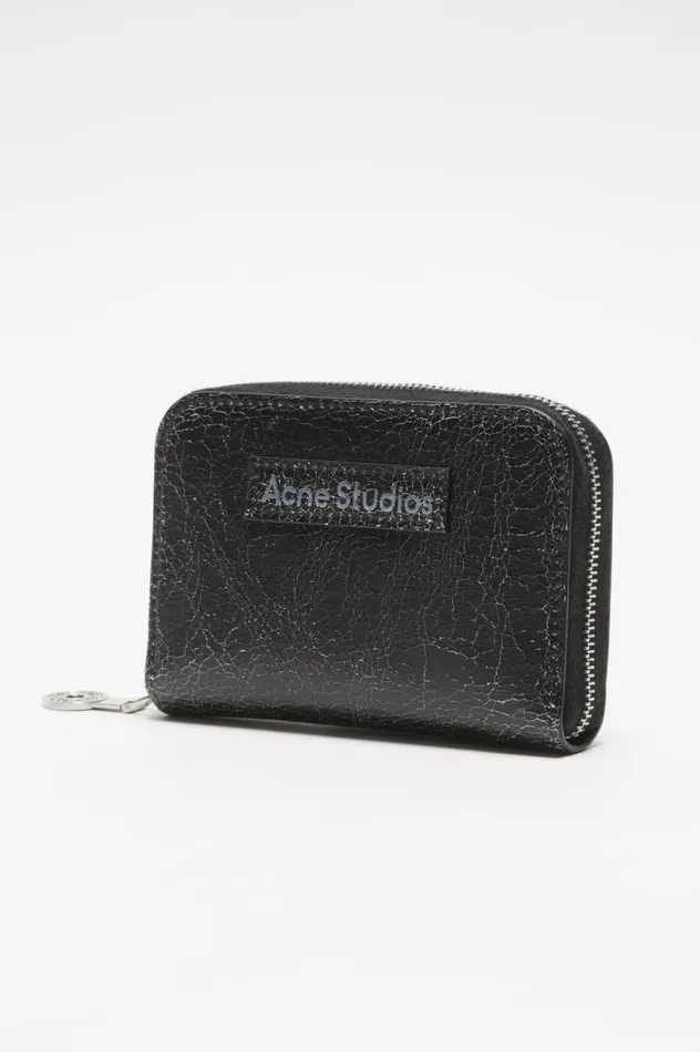 Acne Studios Leather Zip Wallet Black Women Small Leather Goods