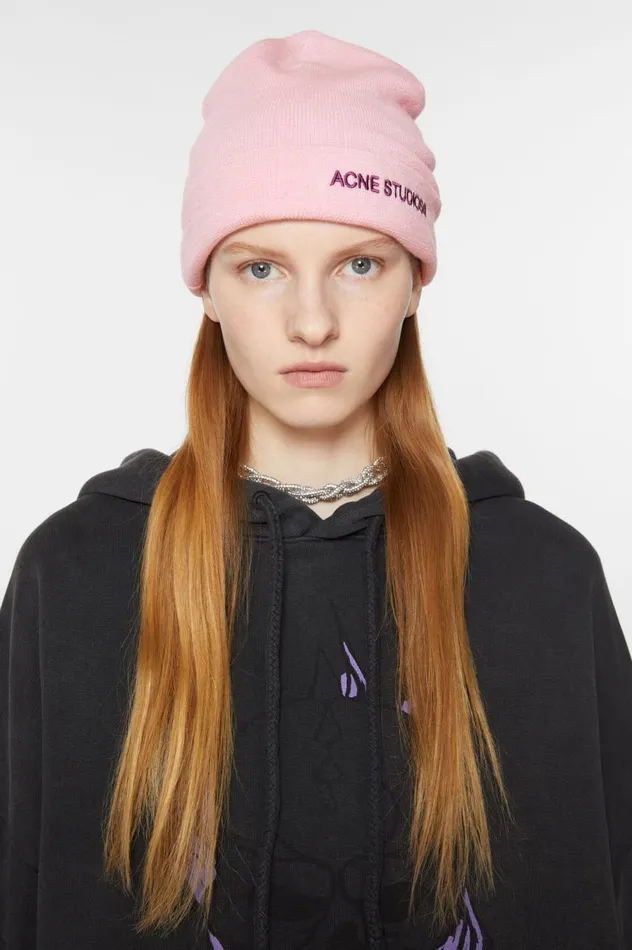 Acne Studios Logo Beanie Light Pink Men Hats