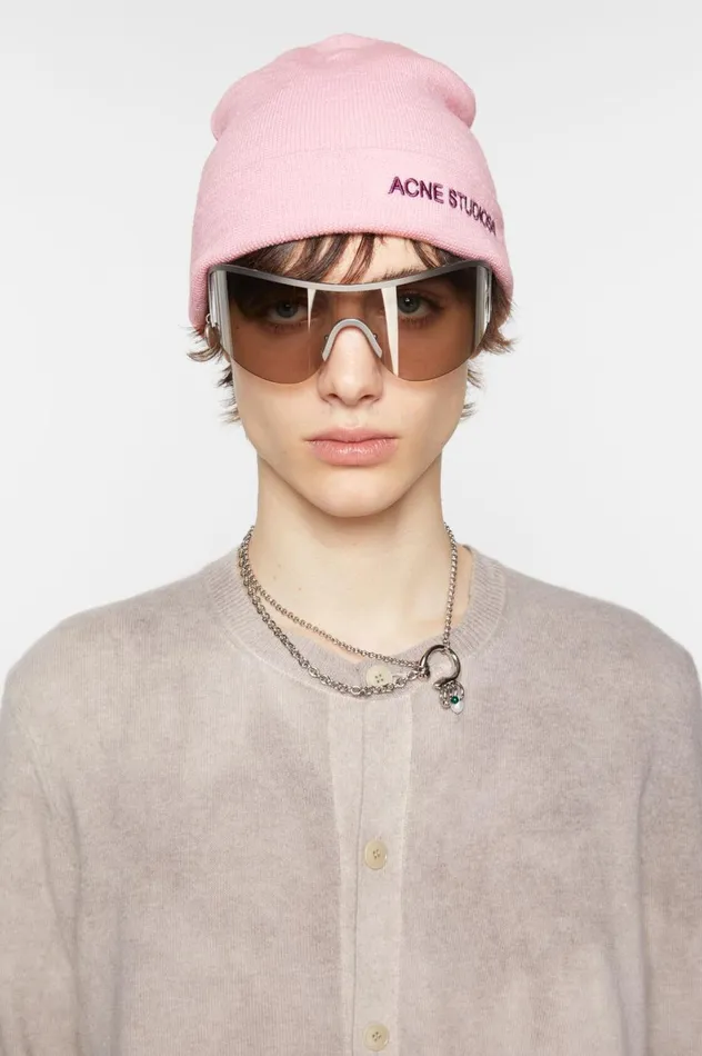 Acne Studios Logo Beanie Light Pink Men Hats