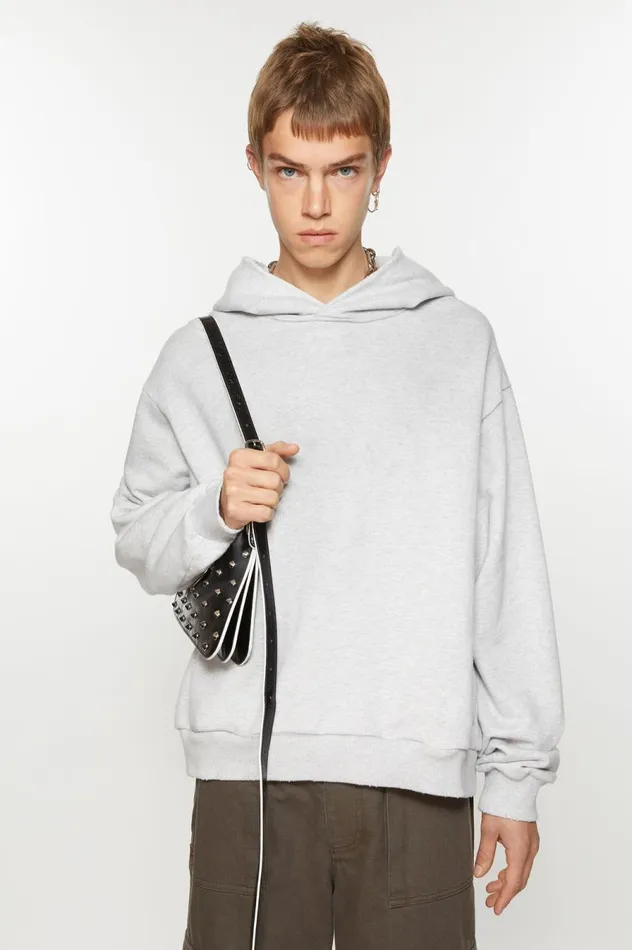 Acne Studios Logo Hooded Sweater Pale Grey Melange Men Sweatshirts