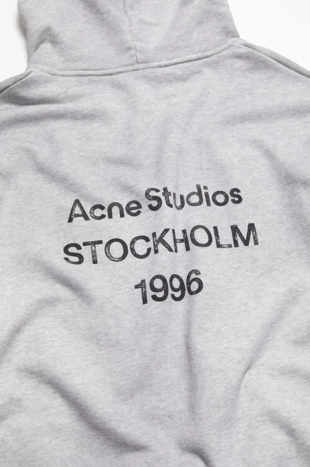 Acne Studios Logo Hooded Sweater Pale Grey Melange Men Sweatshirts
