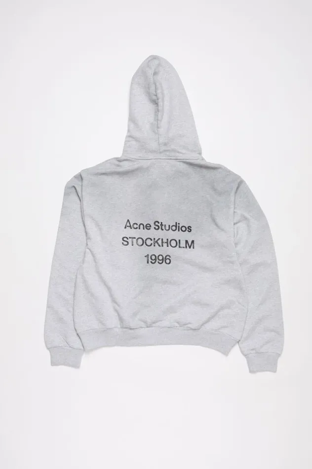 Acne Studios Logo Hooded Sweater Pale Grey Melange Men Sweatshirts