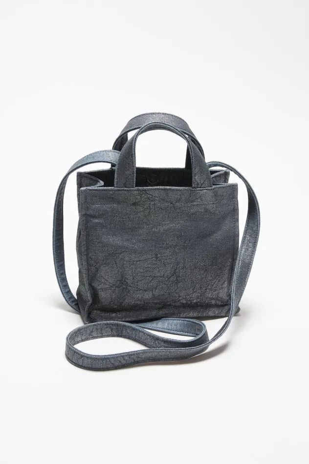 Acne Studios Logo Mini Shoulder Tote Bag Silverblue Women Bags