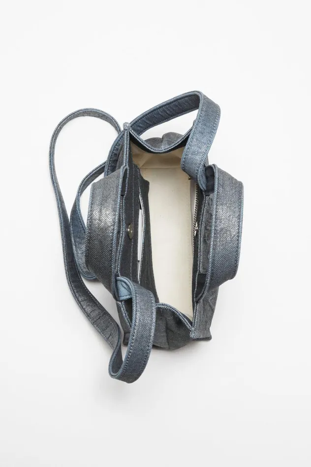 Acne Studios Logo Mini Shoulder Tote Bag Silverblue Women Bags