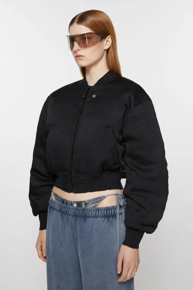 Acne Studios Logo Patch Bomber Jacket Black Women Outerwear