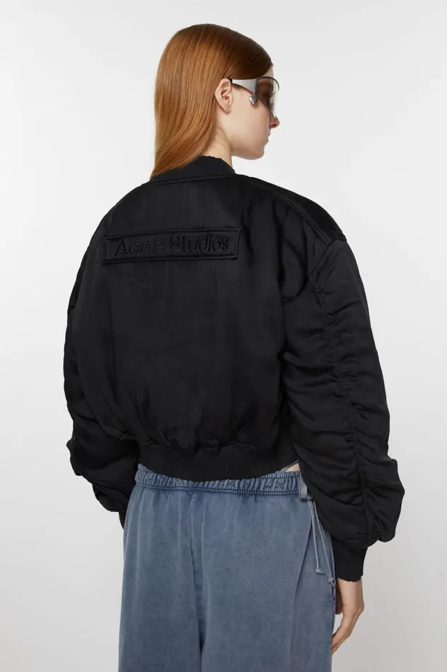 Acne Studios Logo Patch Bomber Jacket Black Women Outerwear