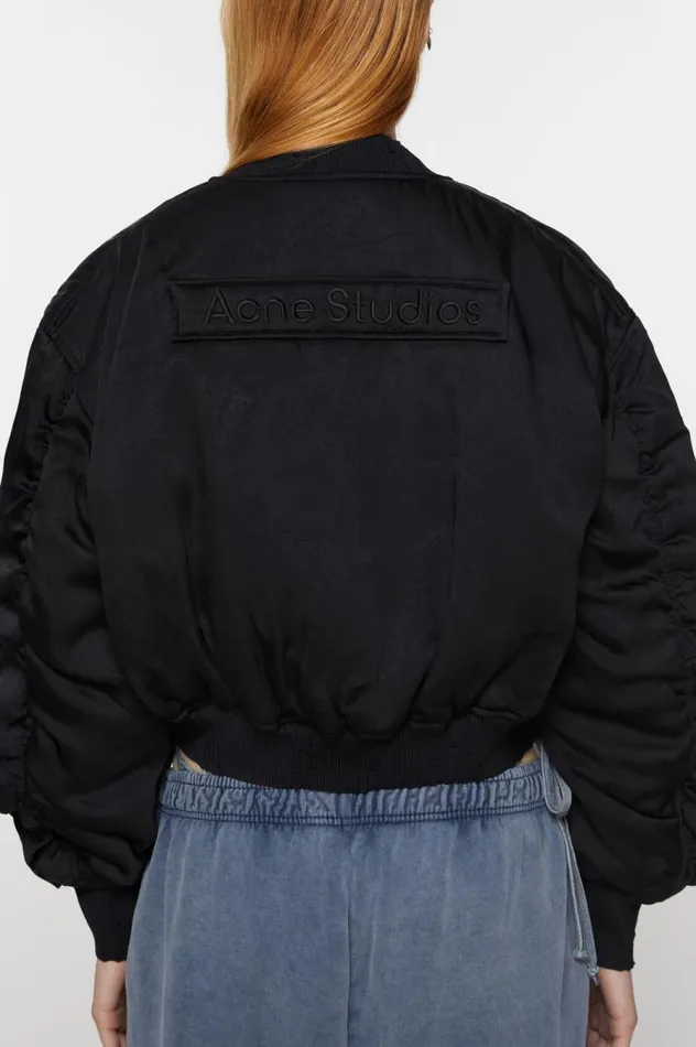Acne Studios Logo Patch Bomber Jacket Black Women Outerwear