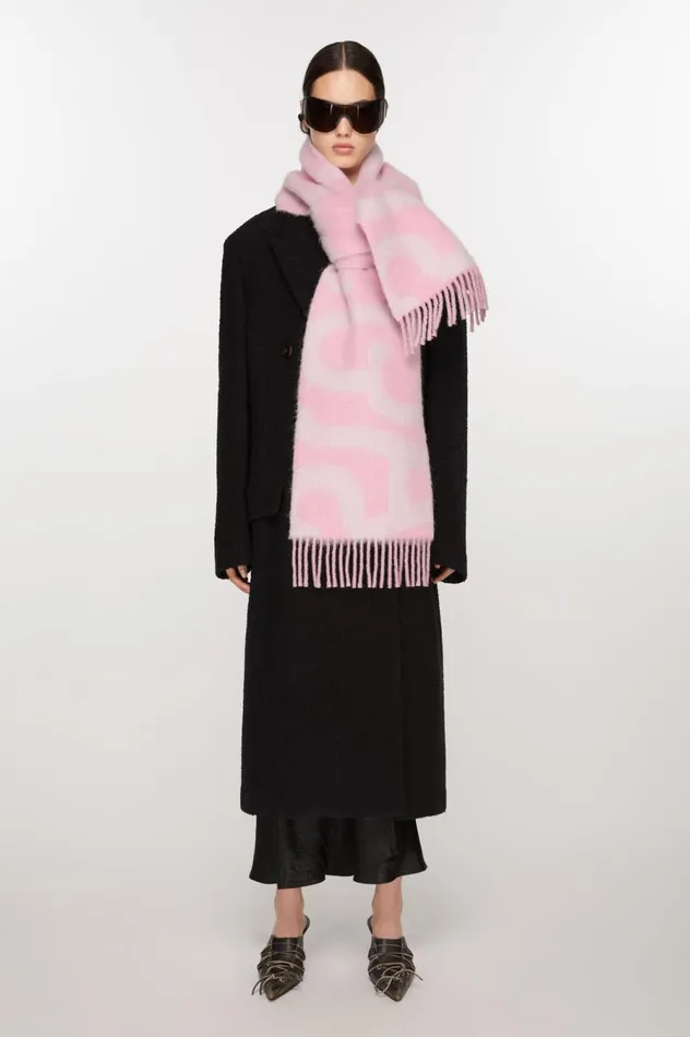 Acne Studios Logo Scarf Pink Men Scarves