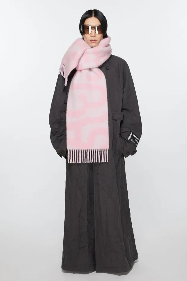 Acne Studios Logo Scarf Pink Men Scarves